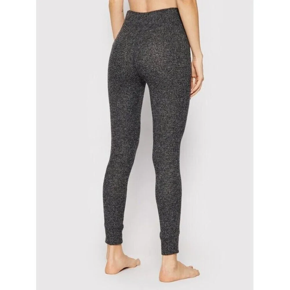 Aerie Leggings Black Gray Lounge Pull On Waffle Knit High Rise - Picture 4 of 13